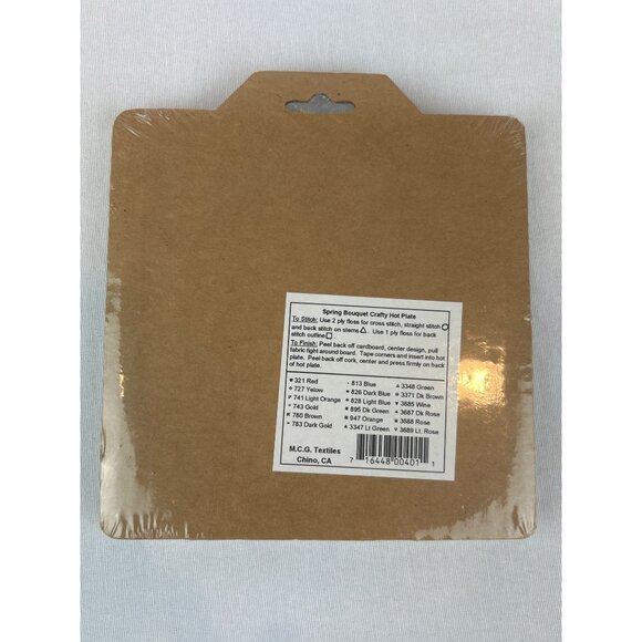 Vintage Spring Bouquet Cross Stitch Glass Hot Plate Kit By M.C.G. Textiles - Picture 2 of 4